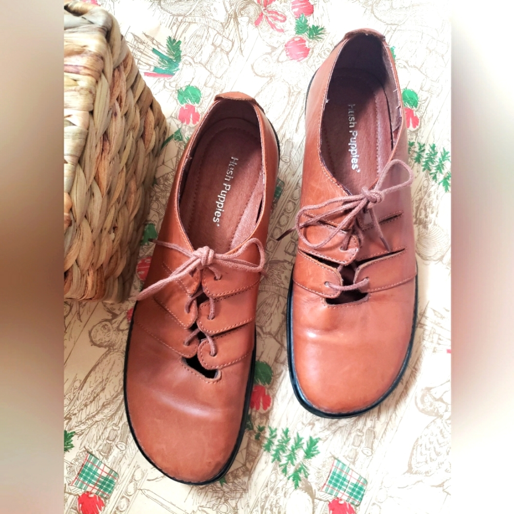 Hush Puppies Brown Leather Laced Oxford Shoes Size 7 Women's - Picture 2 of 6